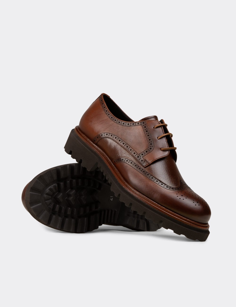 Men's Tan Leather Lace-up Footwear - F6532MTBAP01