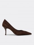 Women's Brown Suede Pointed Toe Stiletto