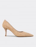 Women's Beige Suede Pointed Toe Stiletto