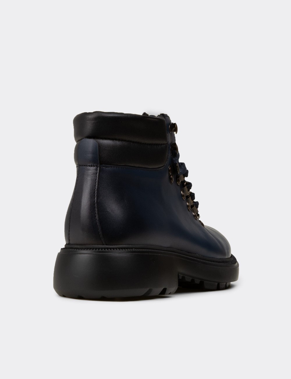 Men's Navy Leather Boots - 01923MLCVE01