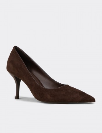 Women's Brown Suede Pointed Toe Stiletto