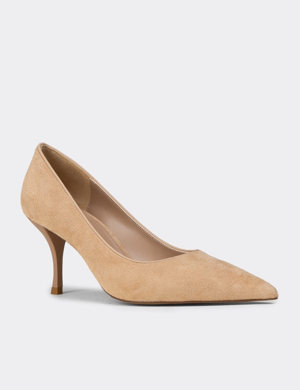 Women's Beige Suede Pointed Toe Stiletto - V4045ZBEJM01