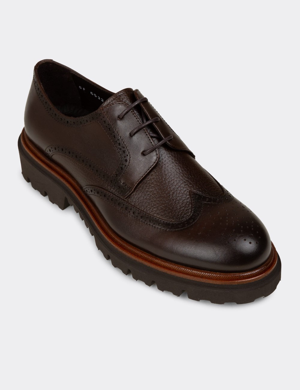 Men's Brown Leather Lace-up Shoes - F6532MKHVP01