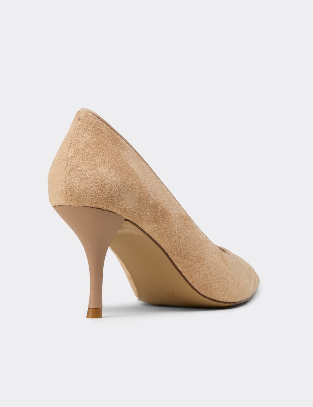 Women's Beige Suede Pointed Toe Stiletto - V4045ZBEJM01