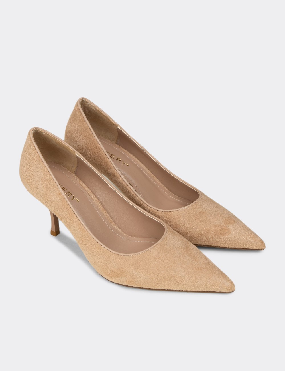 Women's Beige Suede Pointed Toe Stiletto - V4045ZBEJM01