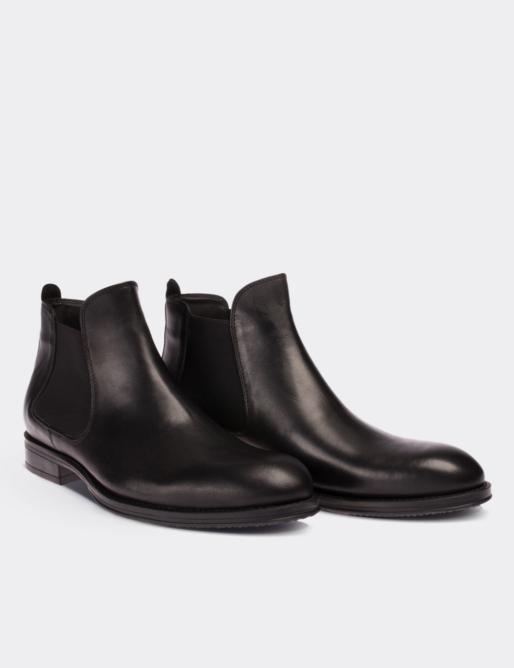 Black  Leather Chelsea Boots - 01620MSYHC01