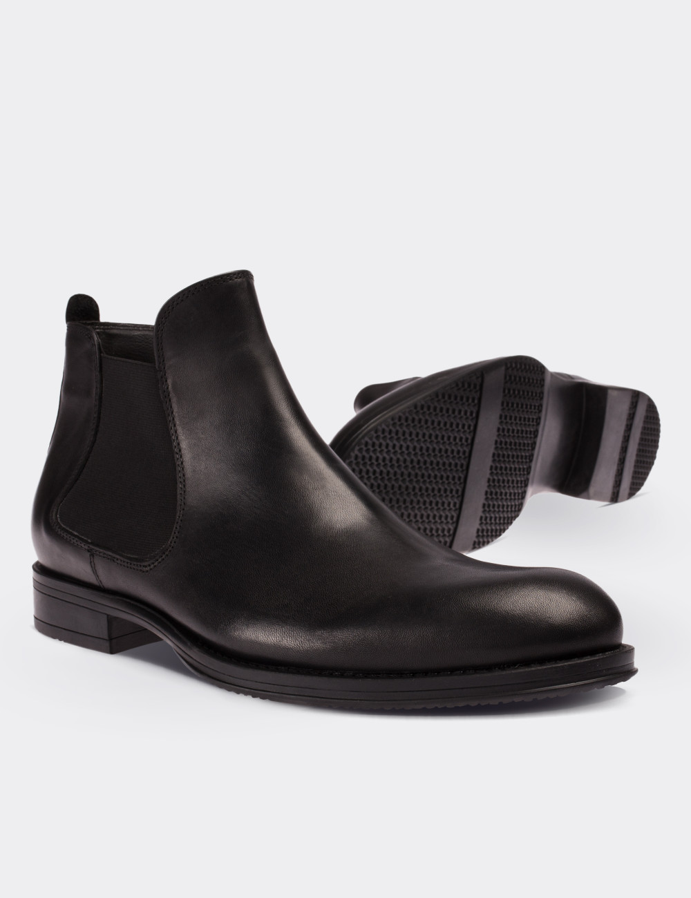 Black  Leather Chelsea Boots - 01620MSYHC01