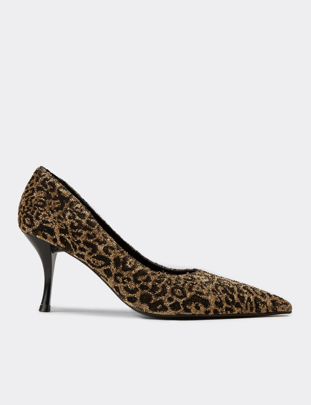 Women’s Gold Leopard Print Stiletto Heels - V4016ZALTM01