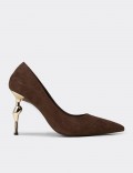Women's Brown Suede Stiletto