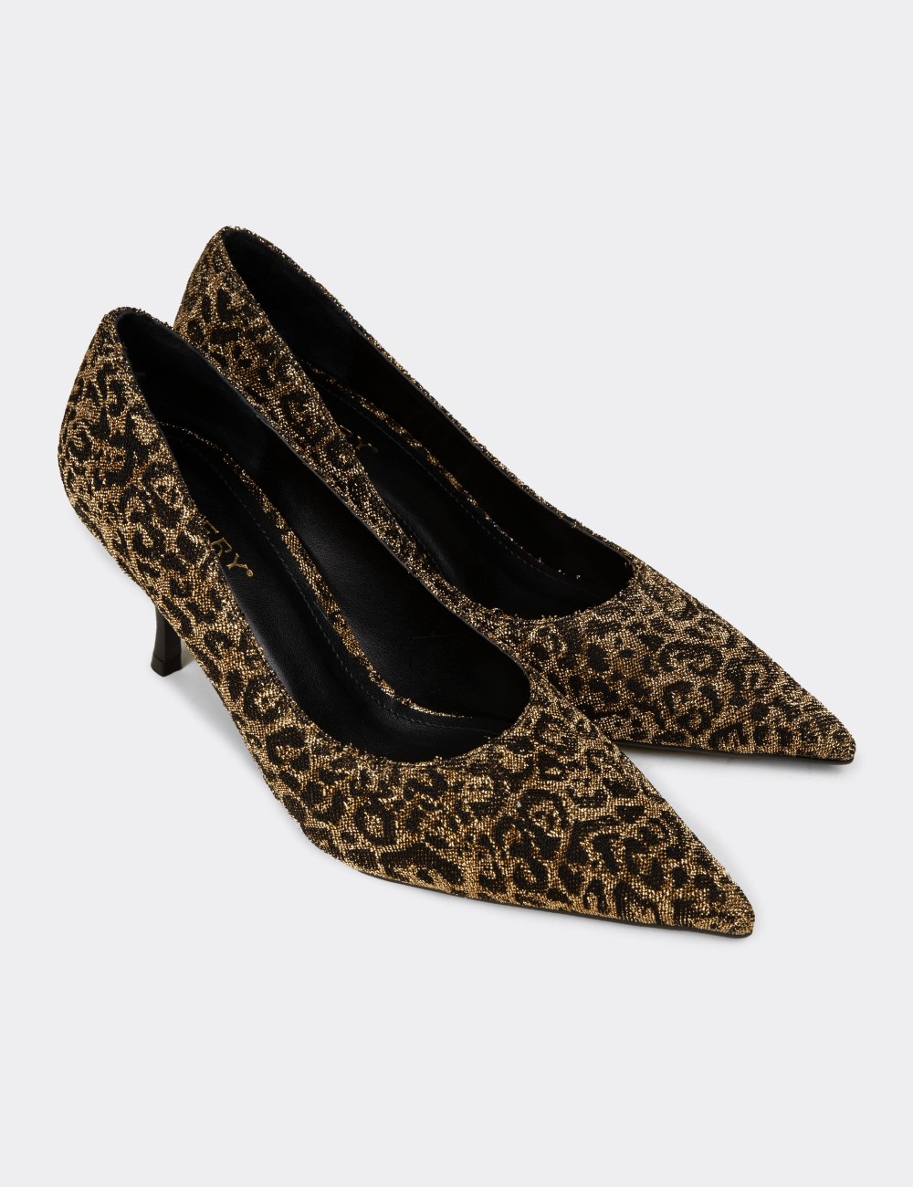 Women’s Gold Leopard Print Stiletto Heels - V4016ZALTM01