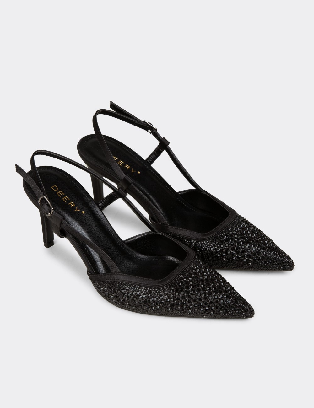 Women's Black Stone-Embellished Slingback Stiletto - RD140ZSYHM01