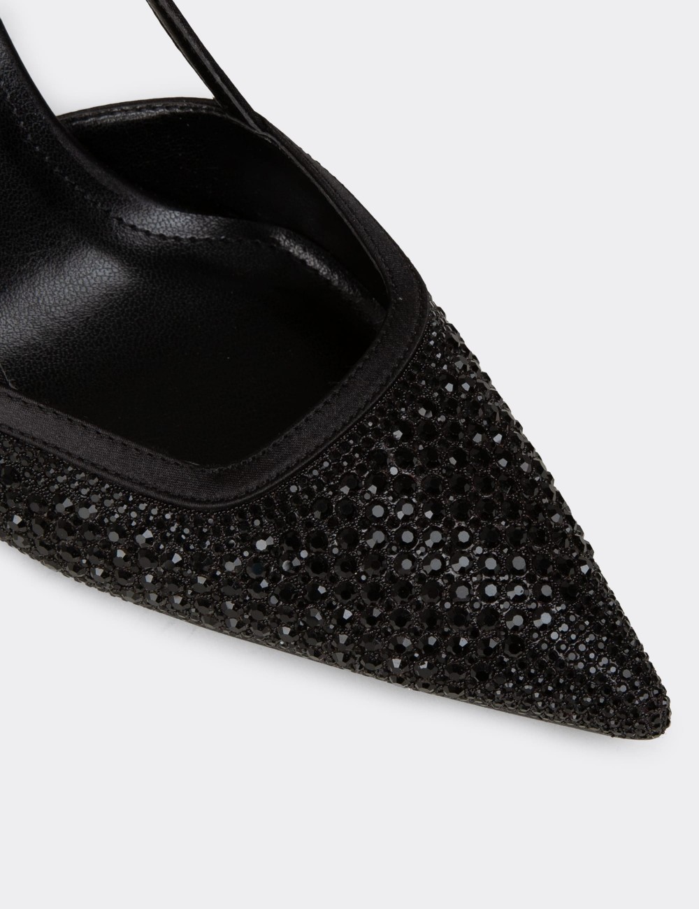 Women's Black Stone-Embellished Slingback Stiletto - RD140ZSYHM01