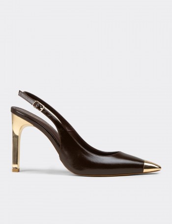 Women's Brown Slingback Stiletto Heels