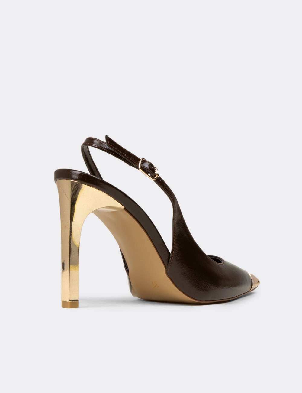 Women's Brown Slingback Stiletto Heels - RD141ZKHVM01