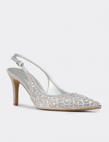 Women's Silver Slingback Stiletto Heels