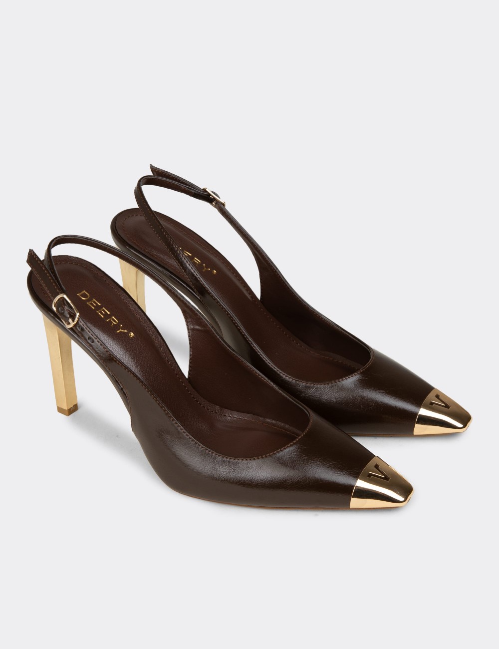 Women's Brown Slingback Stiletto Heels - RD141ZKHVM01