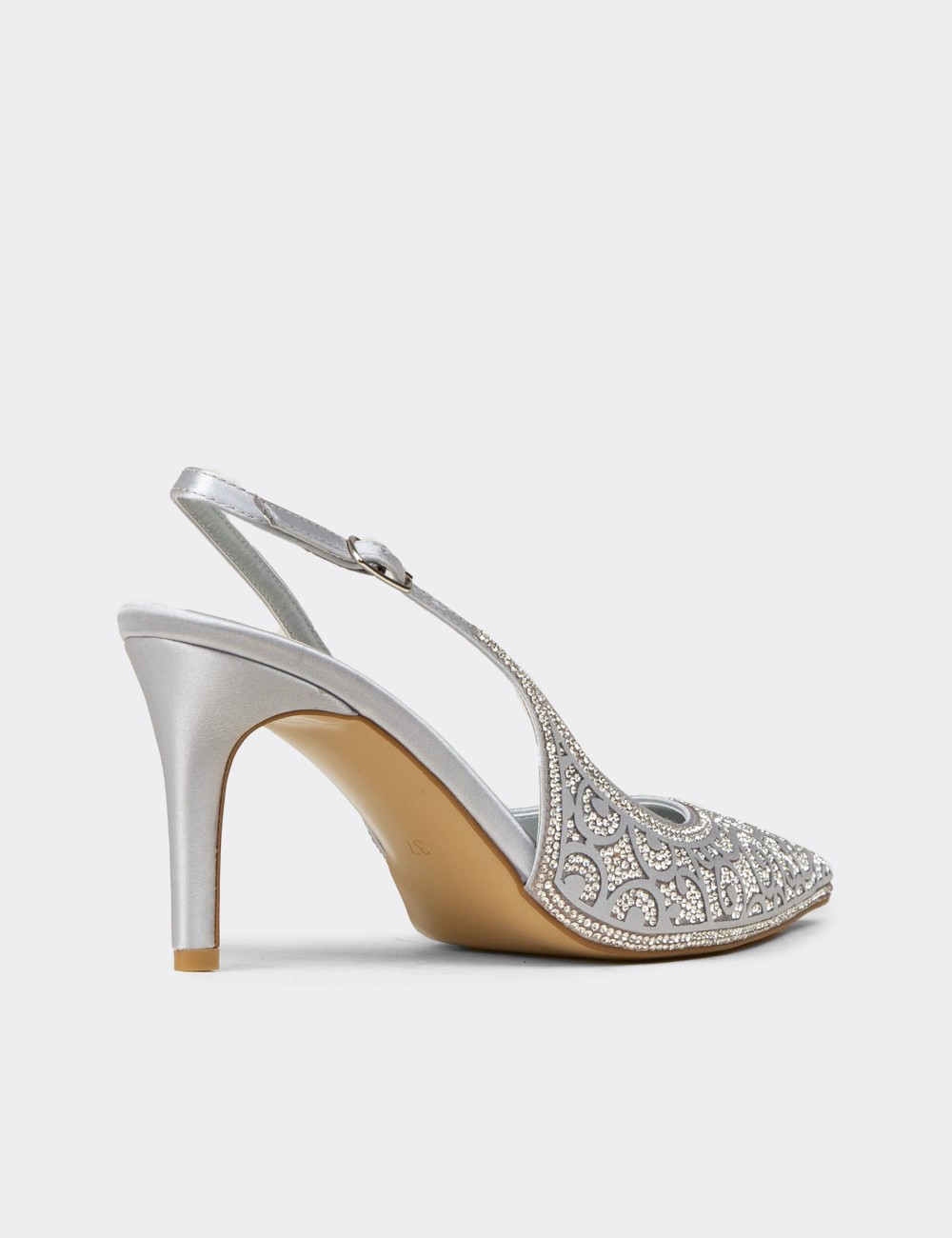 Women's Silver Slingback Stiletto Heels - RD035ZGMSM01