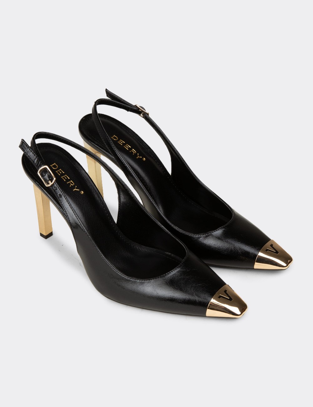 Women's Black Slingback Stiletto Heels - RD141ZSYHM01