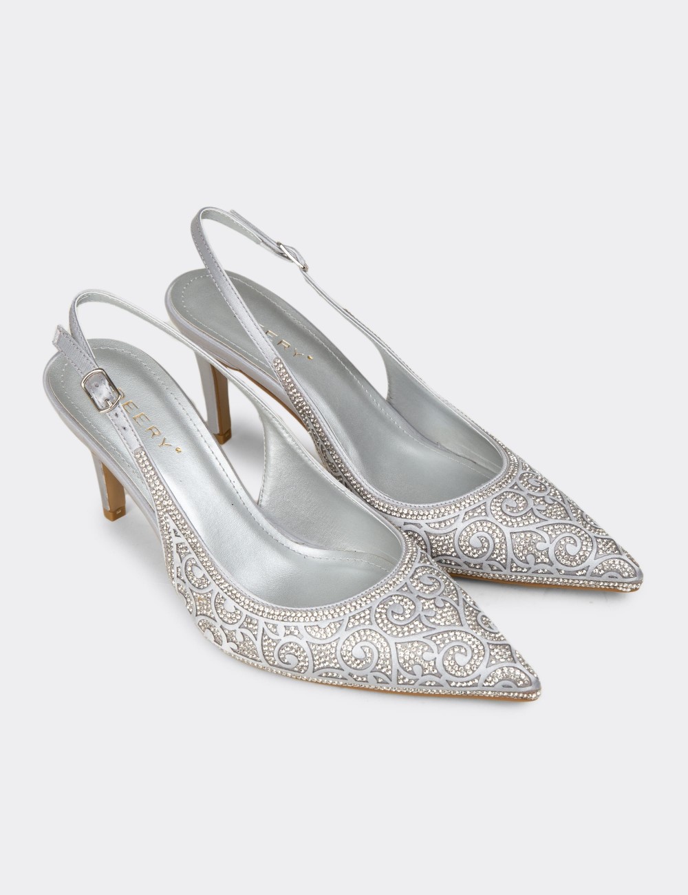 Women's Silver Slingback Stiletto Heels - RD035ZGMSM01