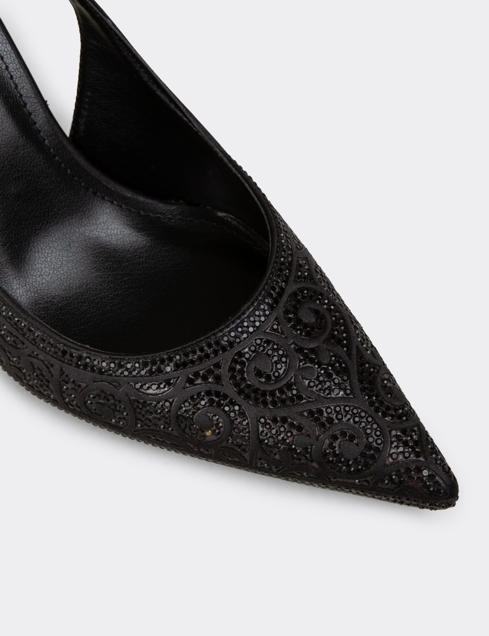 Women's Black Stone-Embellished Slingback Stiletto - RD035ZSYHM01