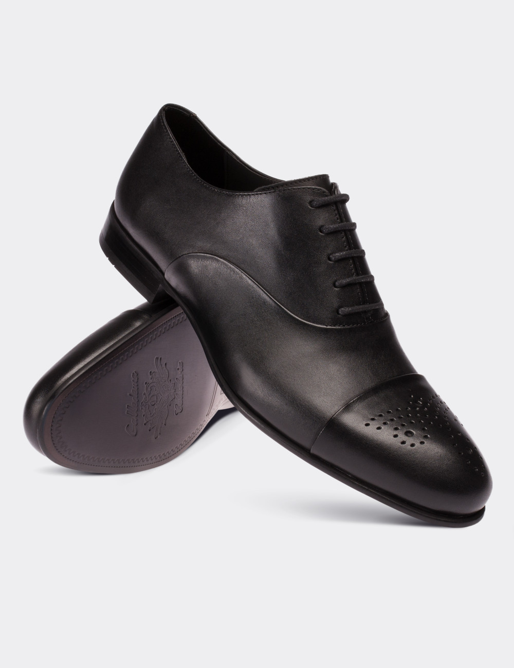 Black  Leather Classic Shoes - 01653MSYHM01
