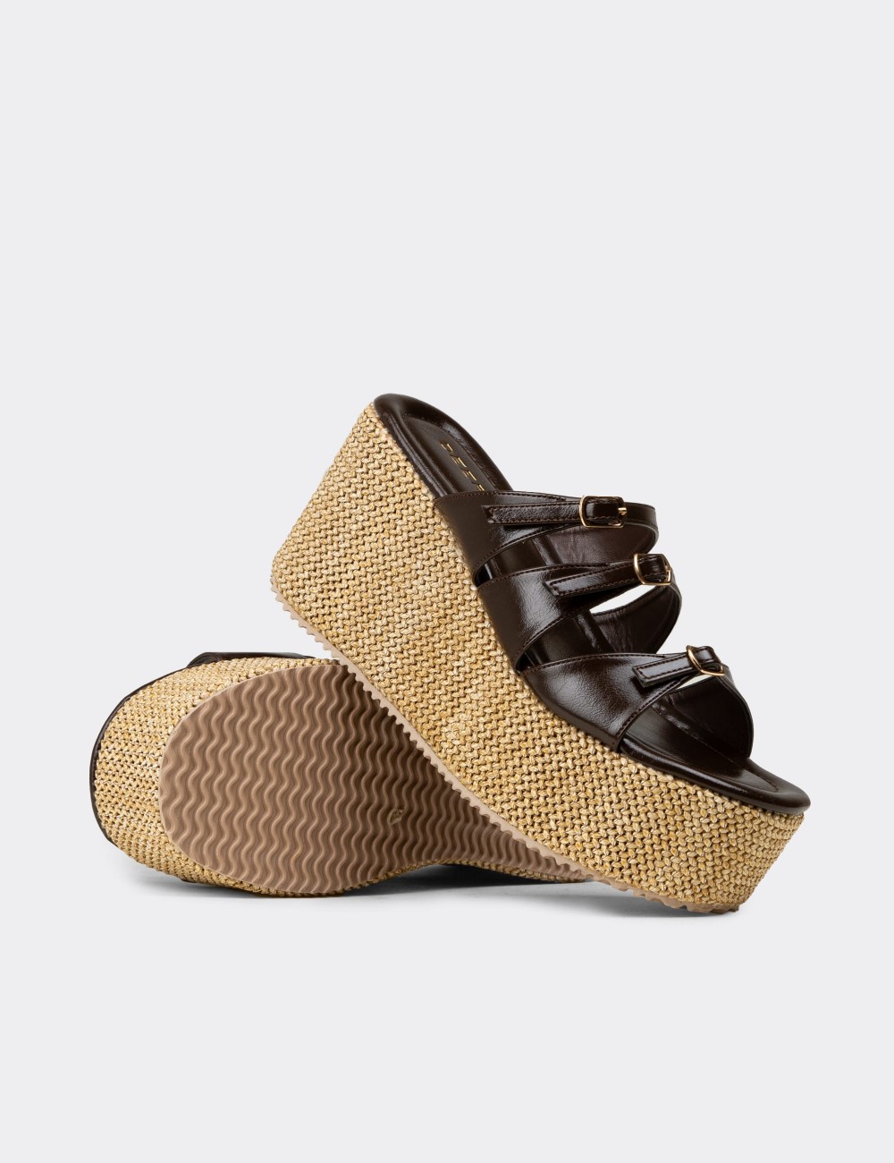 Women's Brown Platform Sandals - RD120ZKHVC01