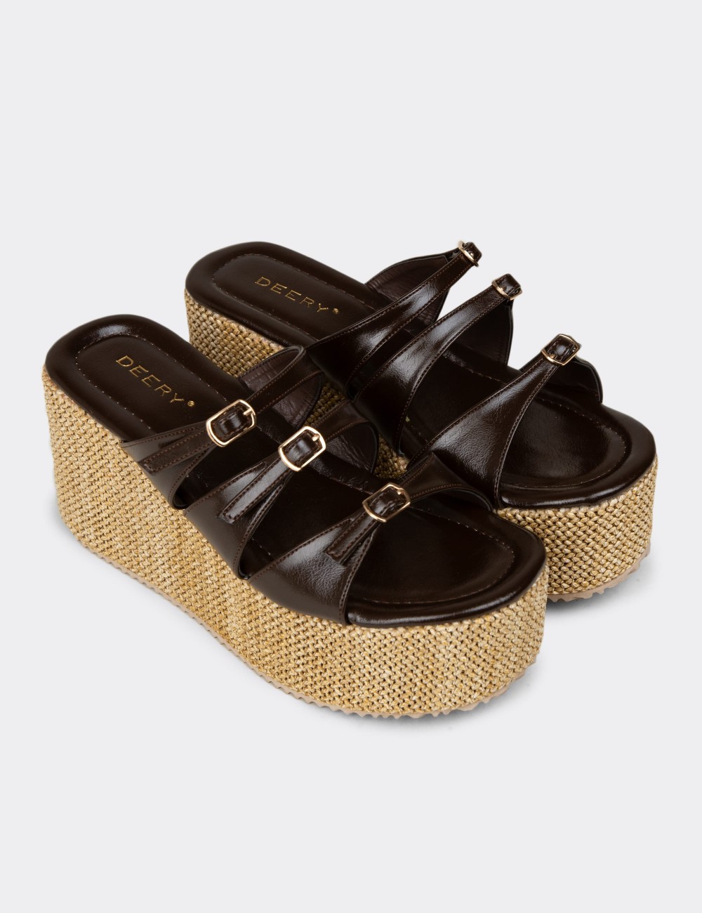 Women's Brown Platform Sandals - RD120ZKHVC01