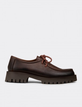 Women's Tan Leather Lace-up Shoes