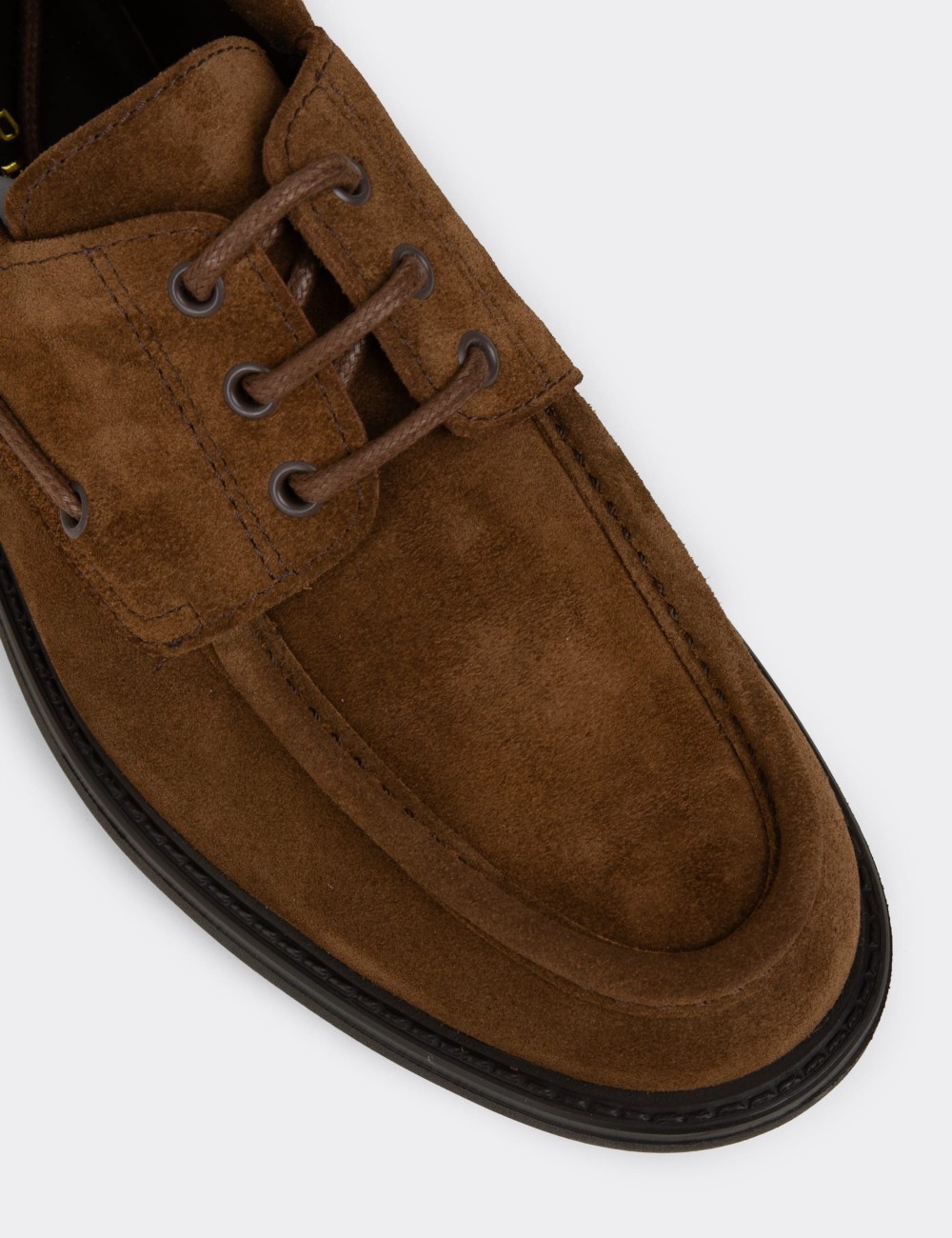 Men's Genuine Suede Tan Color Boat Shoes - 02016MTBAC02