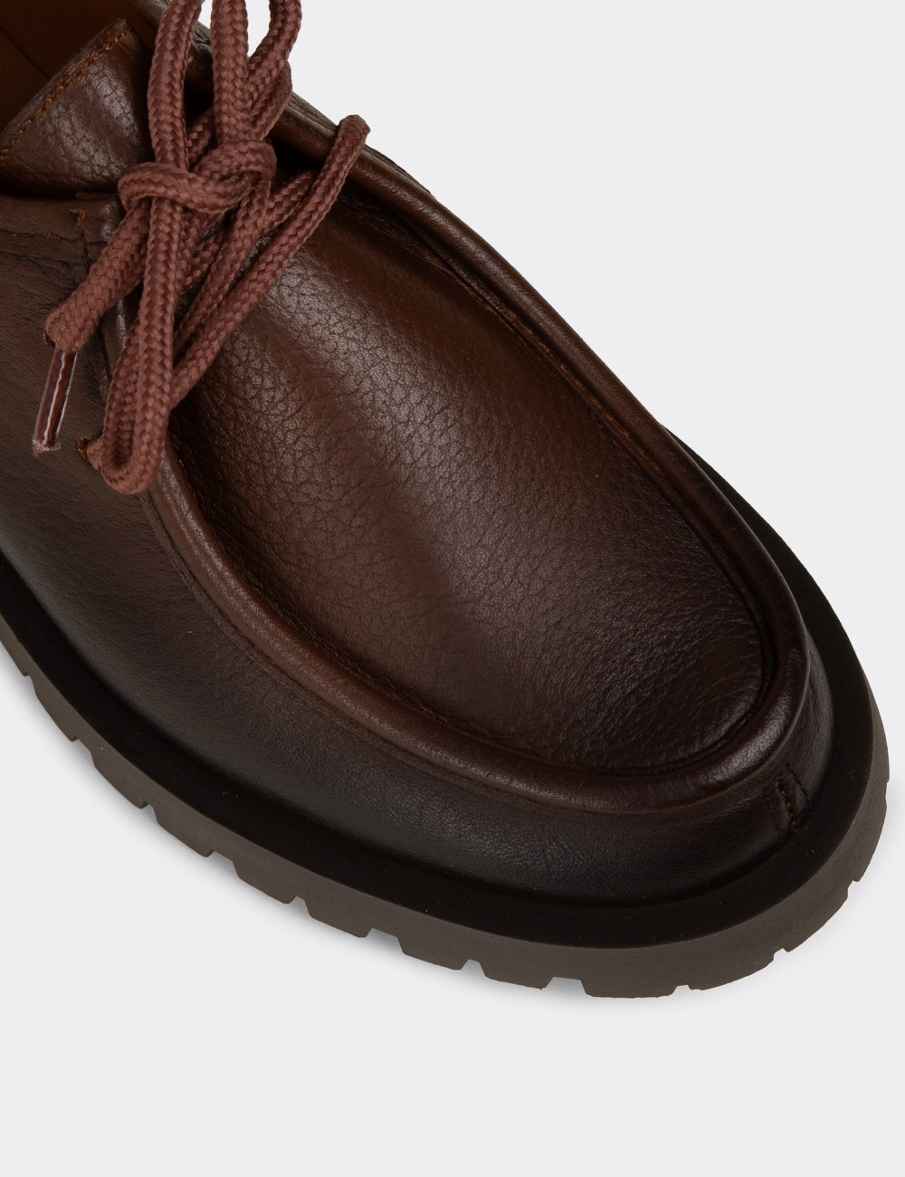 Women's Tan Leather Lace-up Shoes - OS001ZTBAC02