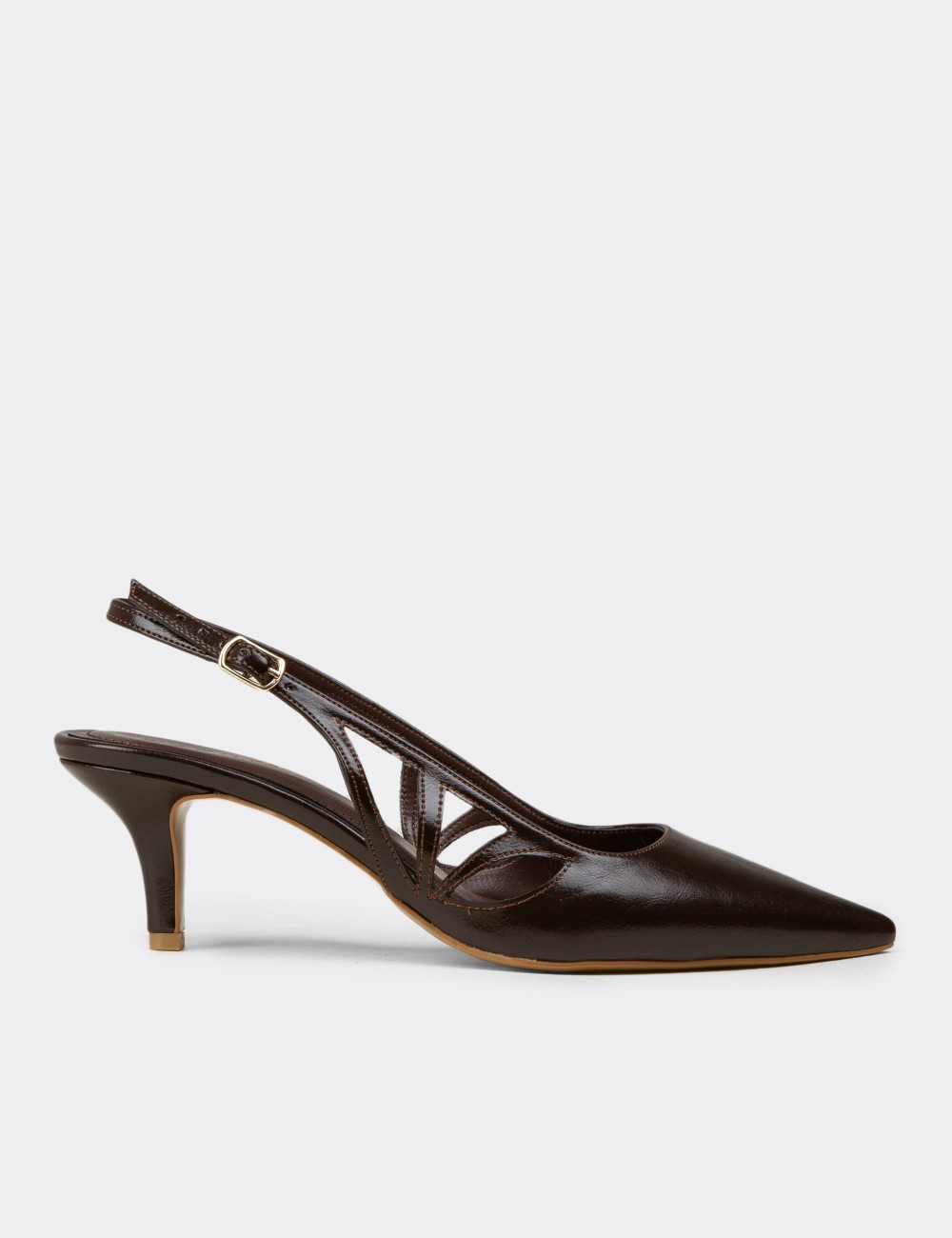 Women's Brown Heeled Shoes - RD310ZKHVM01