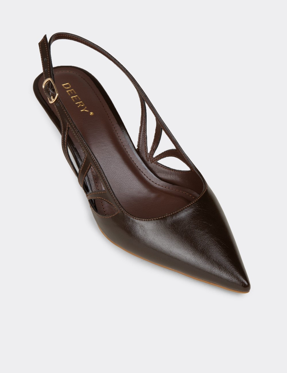 Women's Brown Heeled Shoes - RD310ZKHVM01