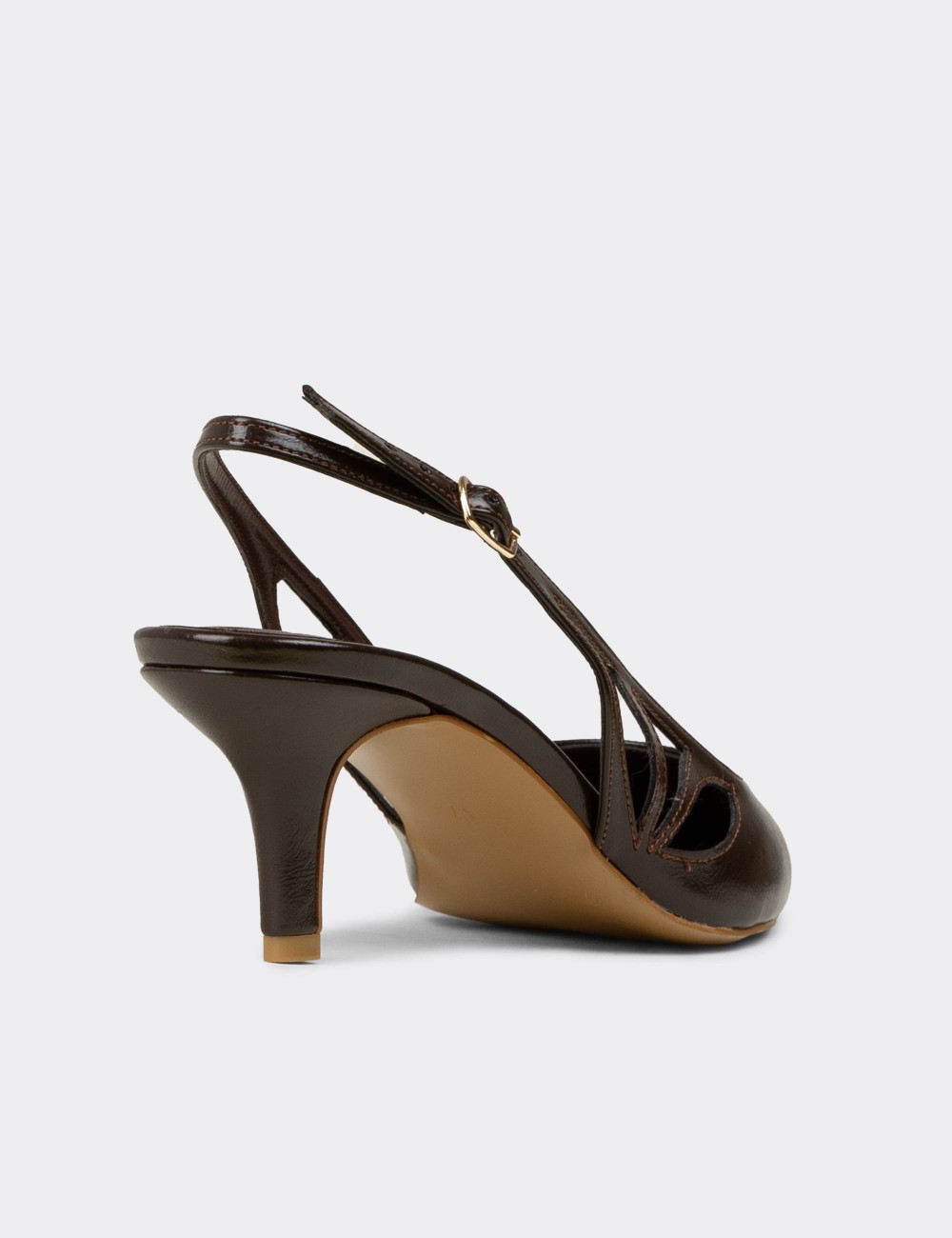 Women's Brown Heeled Shoes - RD310ZKHVM01