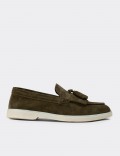 Men's Genuine Suede Green Tassel Loafer