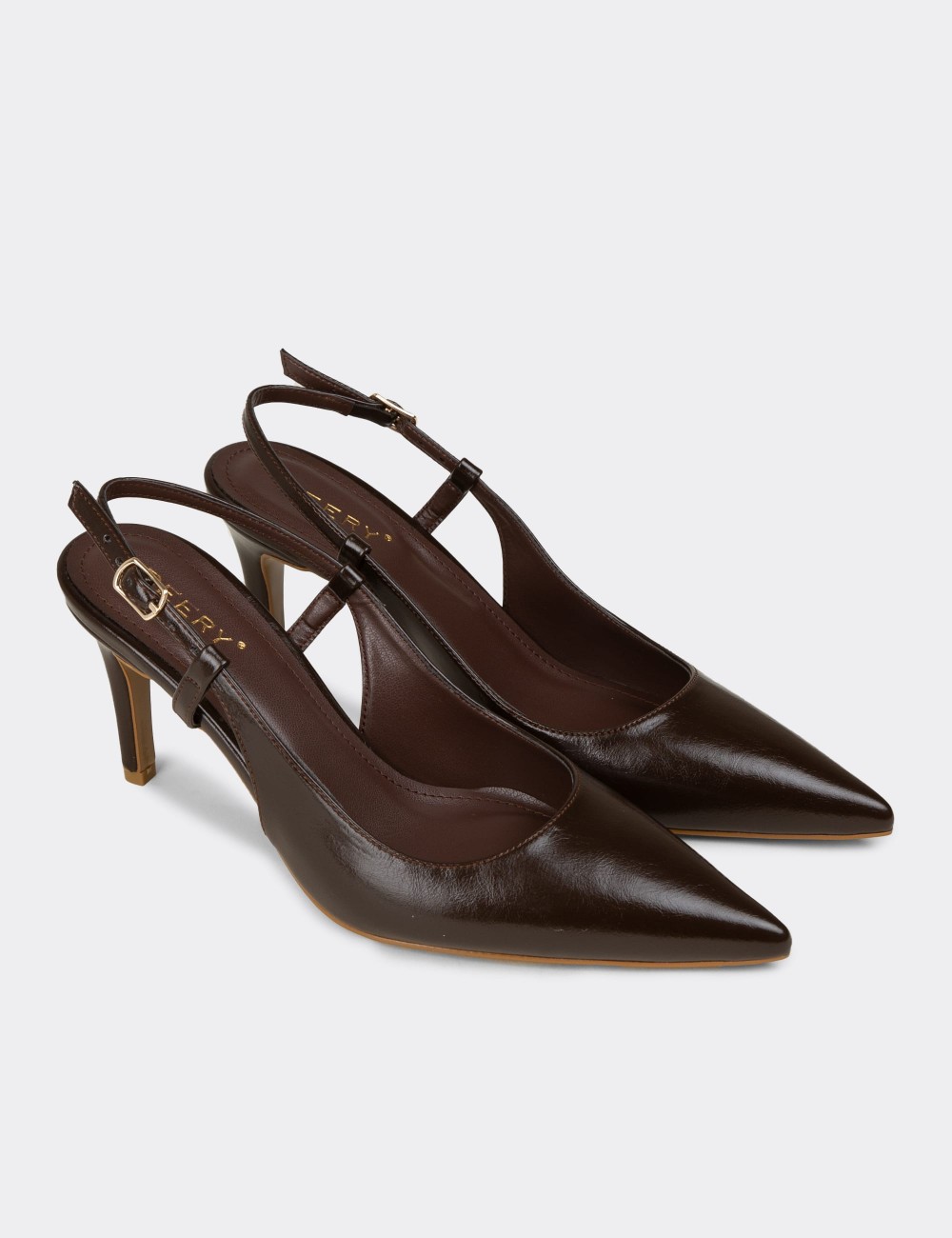 Women's Brown Slingback Stiletto Heels - RD420ZKHVM01