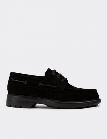 Men's Genuine Suede Black Marine Shoes