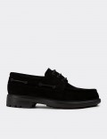 Men's Genuine Suede Black Marine Shoes
