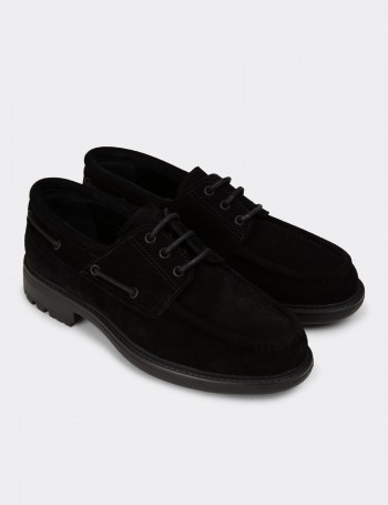 Men's Genuine Suede Black Marine Shoes