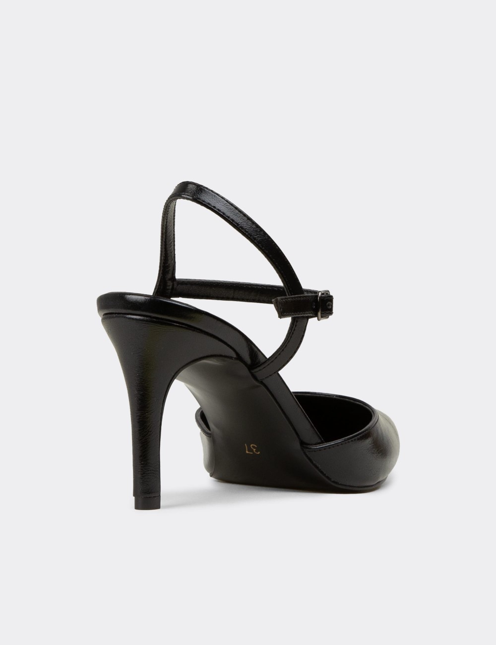 Women's Black Heeled Shoes - RD030ZSYHM01