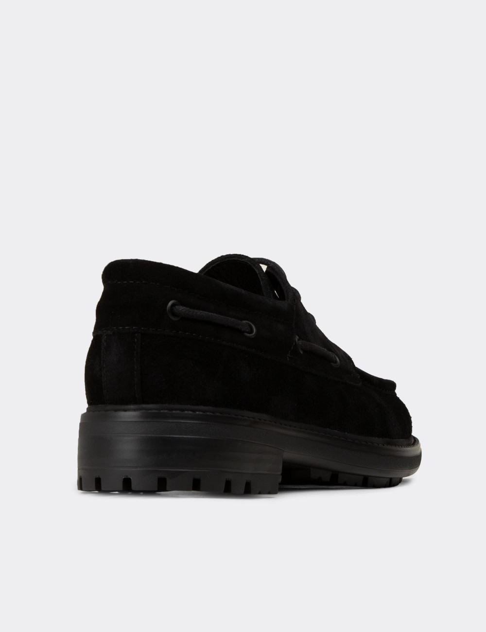 Men's Genuine Suede Black Marine Shoes - 02016MSYHC03
