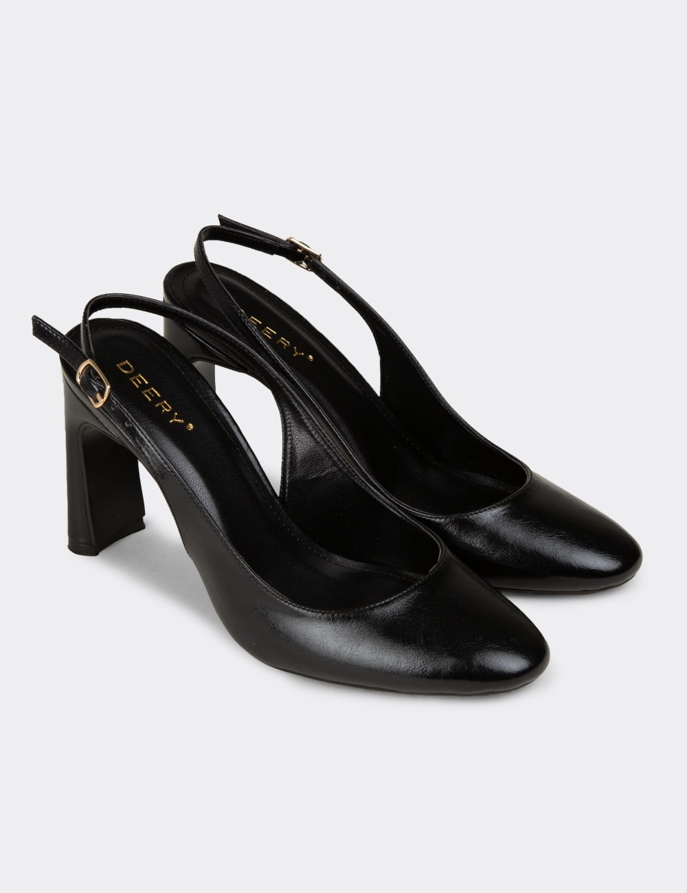 Women's Black Heeled Shoes - RD144ZSYHM01