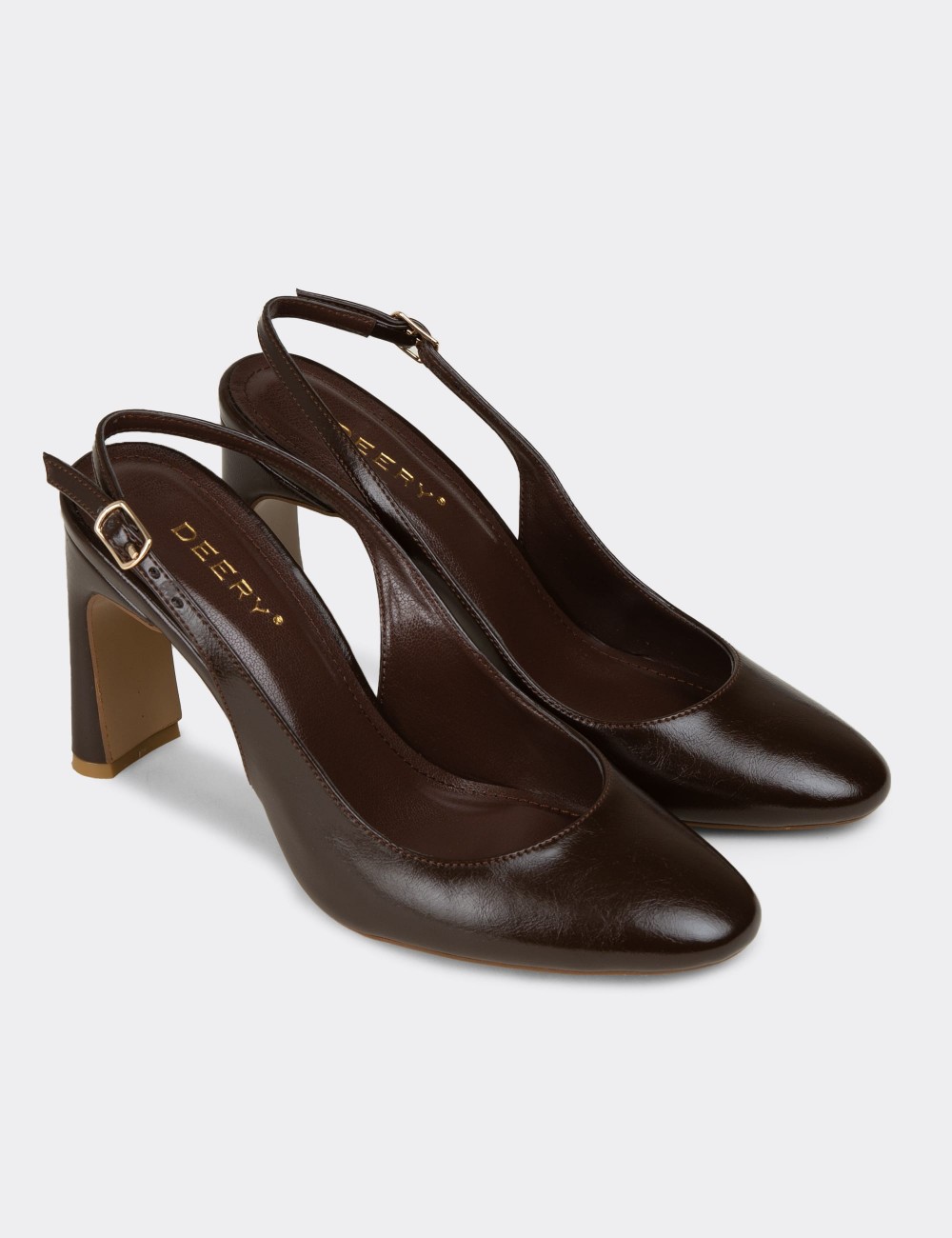 Women's Brown Heeled Shoes - RD144ZKHVM01