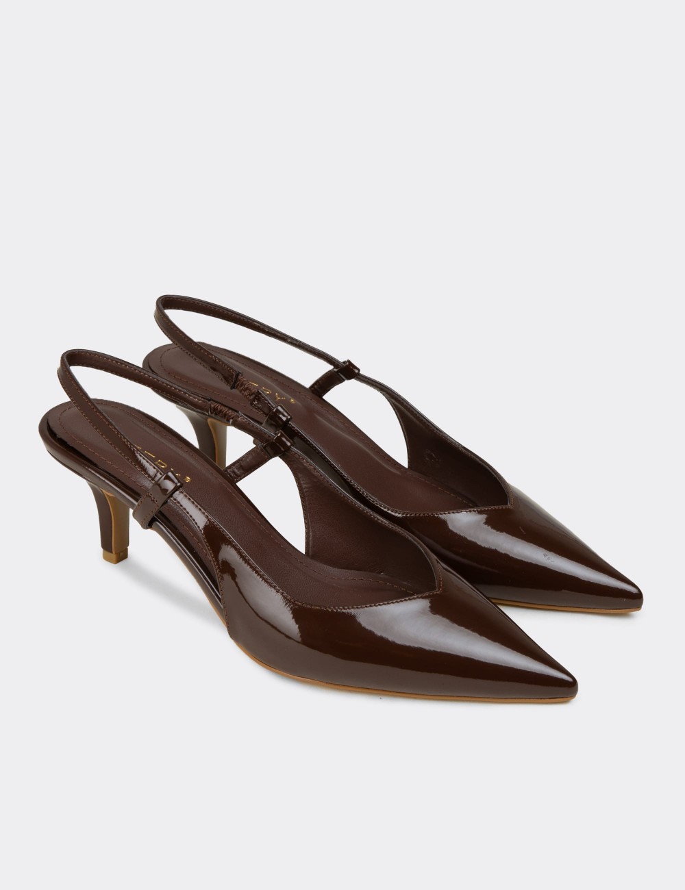 Women's Brown Patent Heels - RD143ZKHVM01