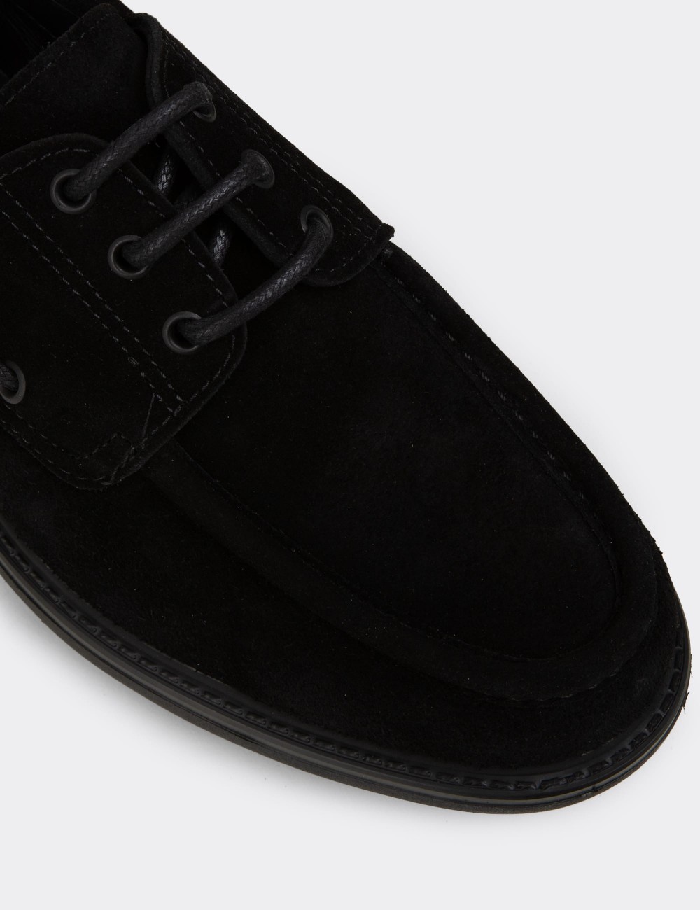 Men's Genuine Suede Black Marine Shoes - 02016MSYHC03