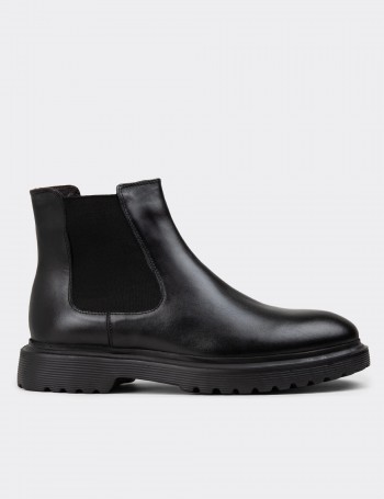 Black Leather Chelsea Boots