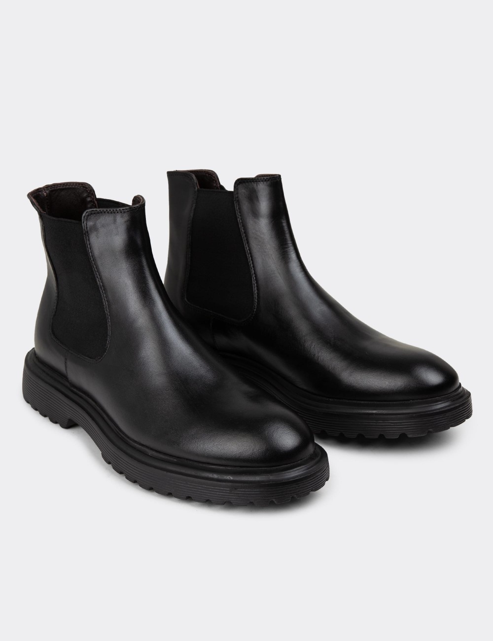 Black Leather Chelsea Boots - 01849MSYHE01