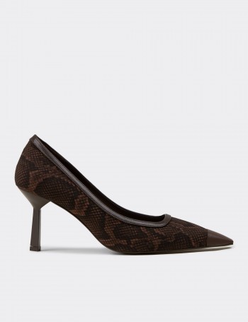 Women's Brown Snake Pattern Stiletto