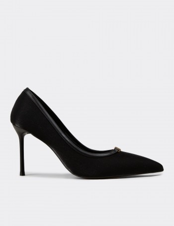Women's Black Textured Stiletto