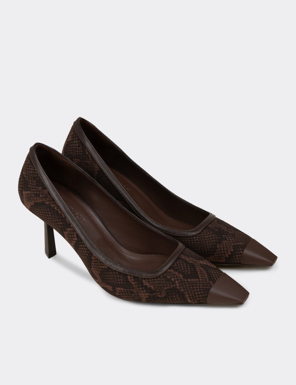 Women's Brown Snake Pattern Stiletto - V0130ZKHVM01
