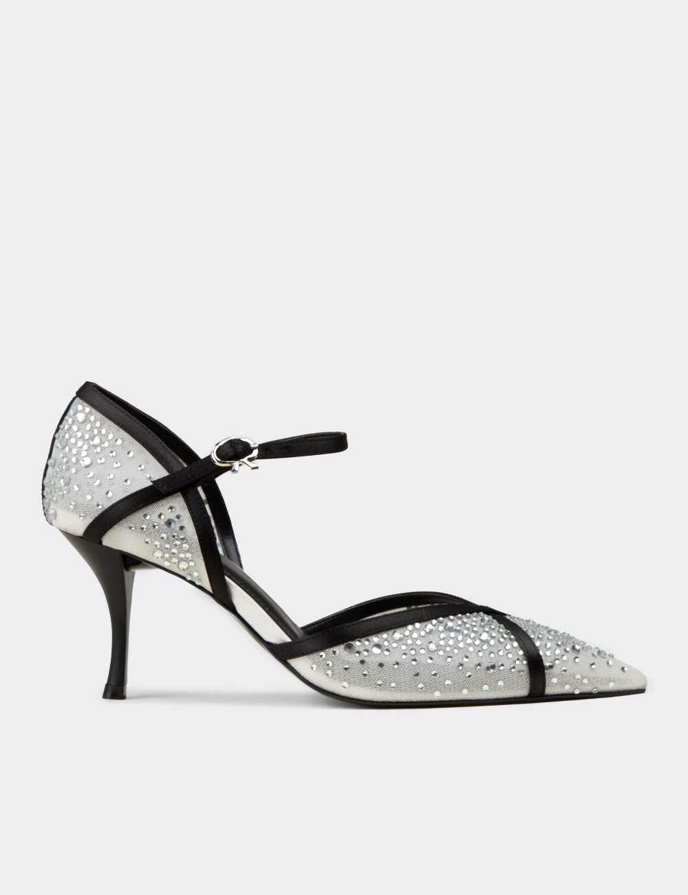 Women's White Transparent Heeled Shoes - V4069ZBYZM01
